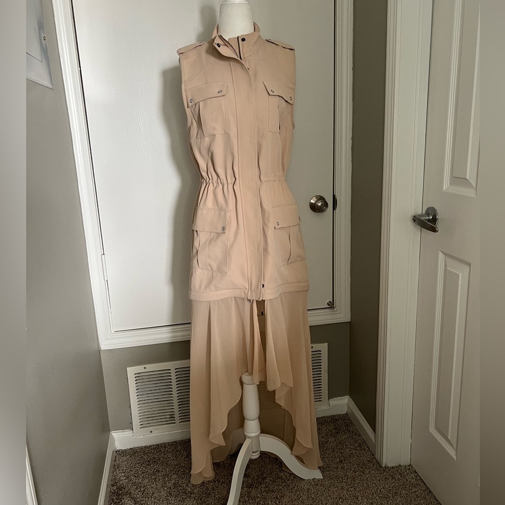 Haute Hippie Convertible Vest Womens Revenge Beige Cargo Skirting Jacket Small